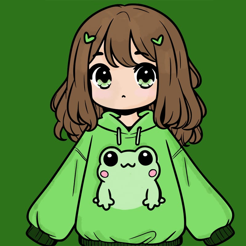 girl wearing frogging sweatshirt