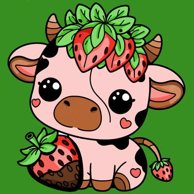 cute strawberry cow