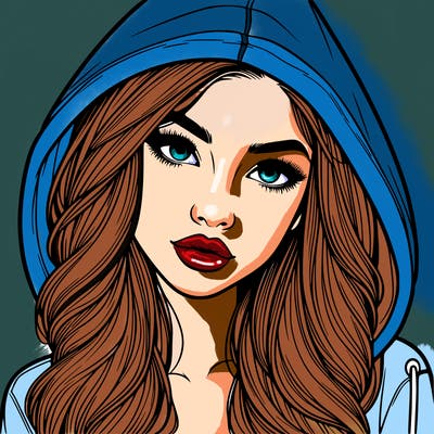 realistic beautiful girl with a hood on