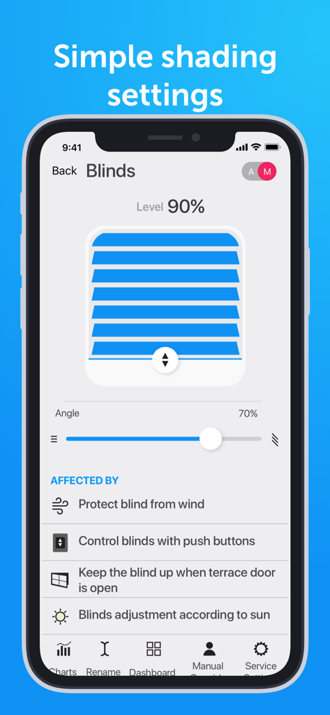 TapHome Official Smart Home - TapHome app interface for manual and automatic control of smart blinds and shading