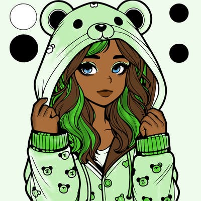 realistic girl in a animal pjs hoodie