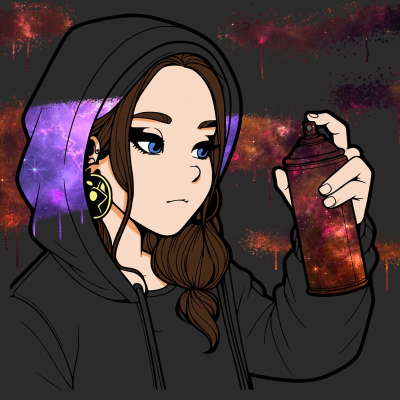 a realistic girl, spray painting