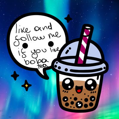 bubble tea with speech bubble