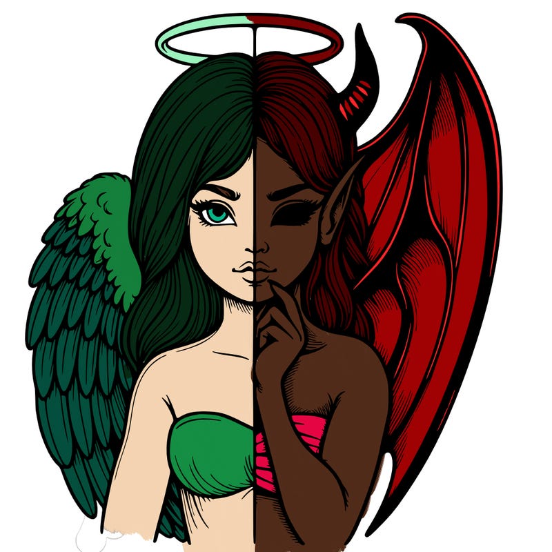 realistic angel half demon