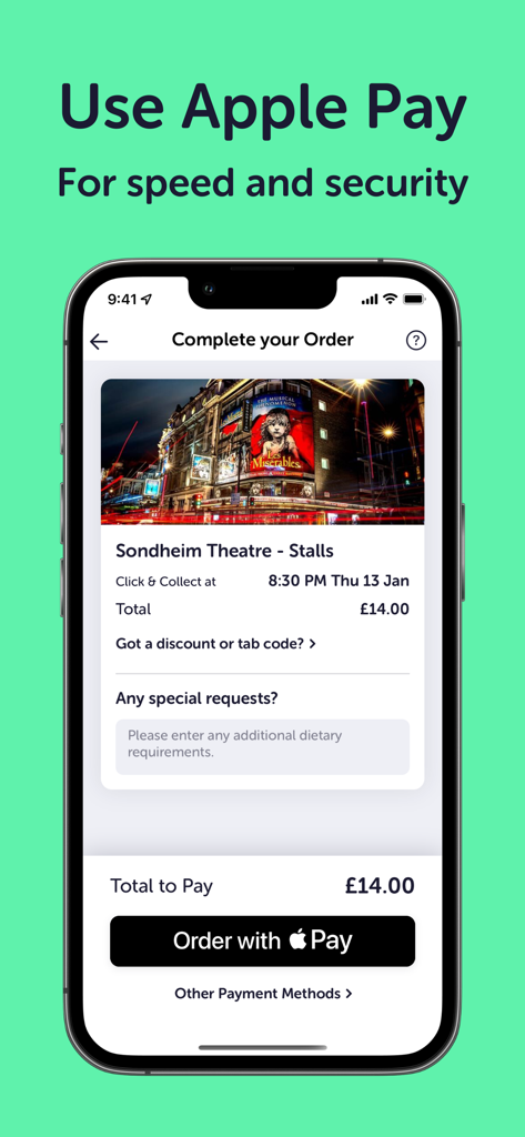 Dines - Mobile Ordering - The Dines app checkout screen featuring Apple Pay for fast and secure mobile ordering.