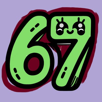 the numbers 67