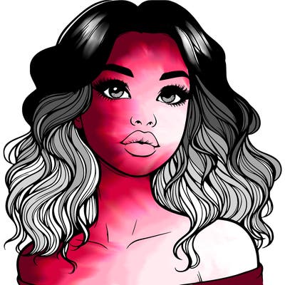 realistic girl with wavy hair and lips