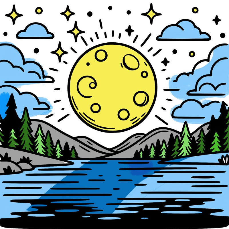 moonlight shining on a lake