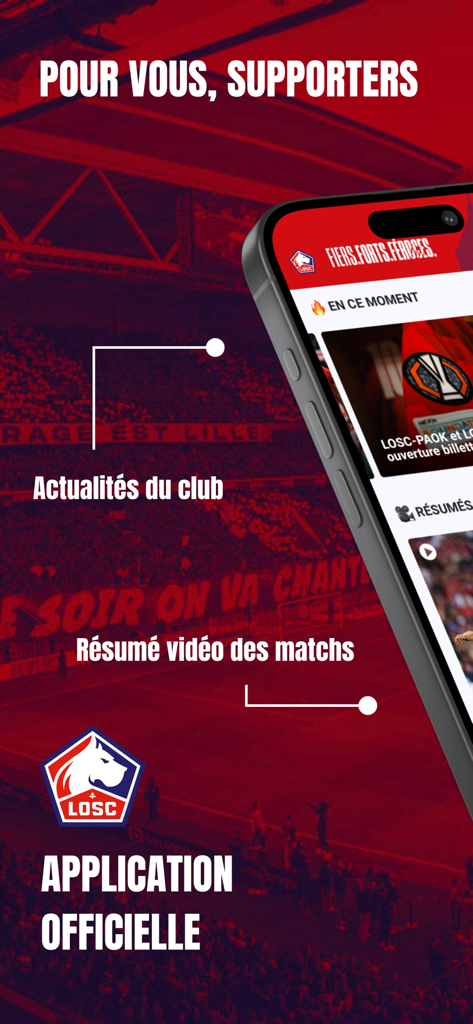 LOSC - 클럽 뉴스 및 경기 하이라이트를 특징으로 하는 공식 LOSC 릴 모바일 앱