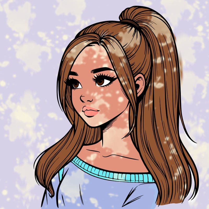 realistic girl with a high ponytail
