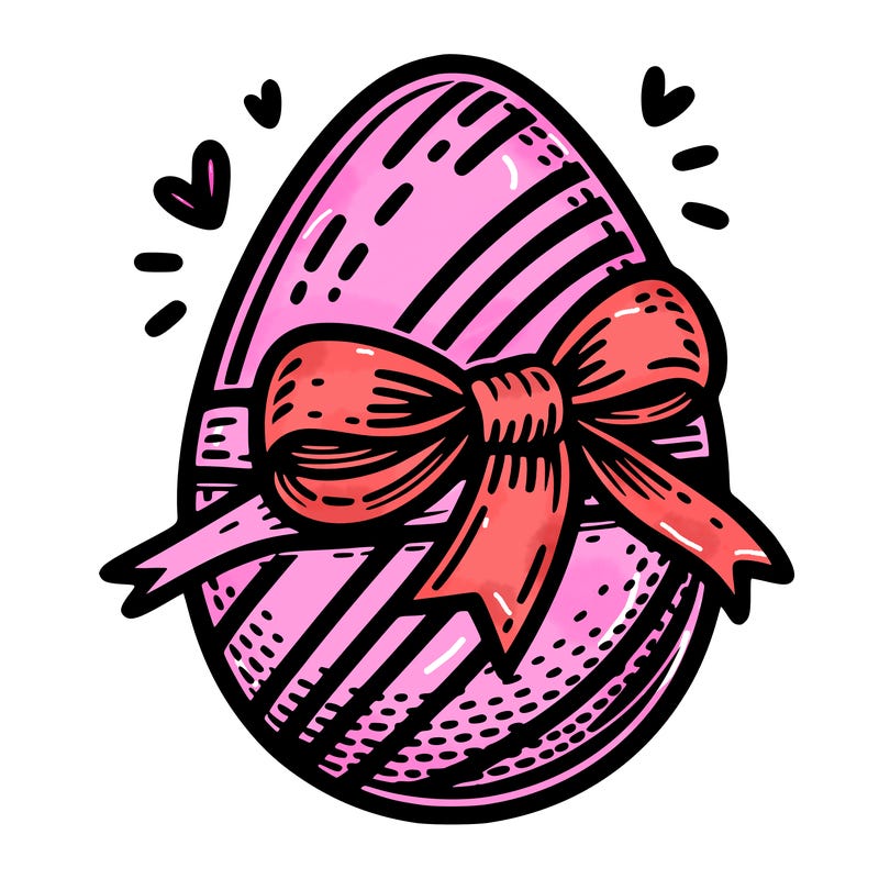 large chocolate egg with ribbon