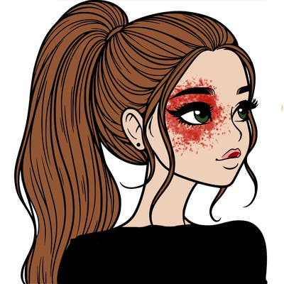 a beautiful and realistic girl with a high pony tail