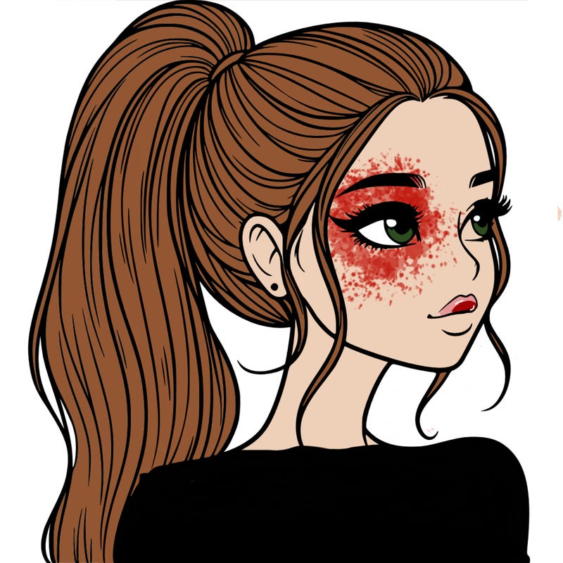 a beautiful and realistic girl with a high pony tail