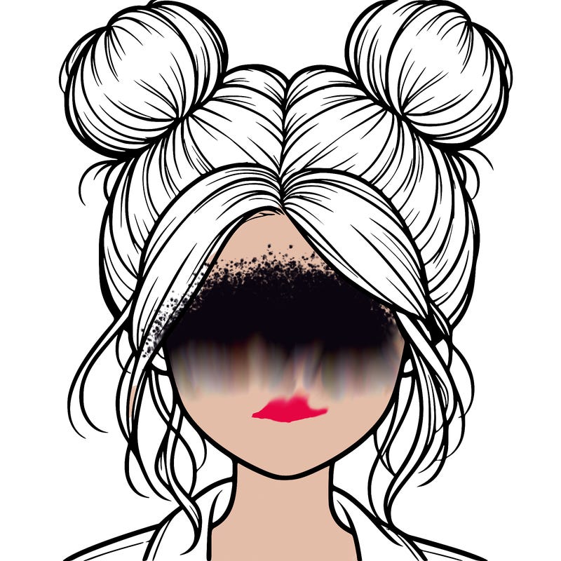 realistic girl with buns on the top of her hair