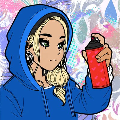 a realistic girl, spray painting