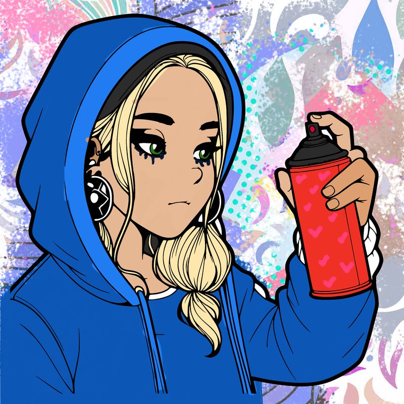 a realistic girl, spray painting