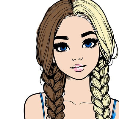 realistic girl with braids
