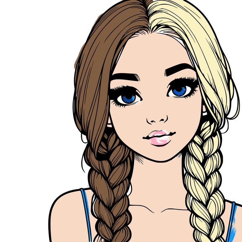 realistic girl with braids