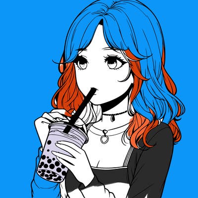 realistic girl drinking boba tea