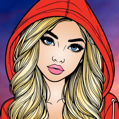 realistic beautiful girl with a hood on