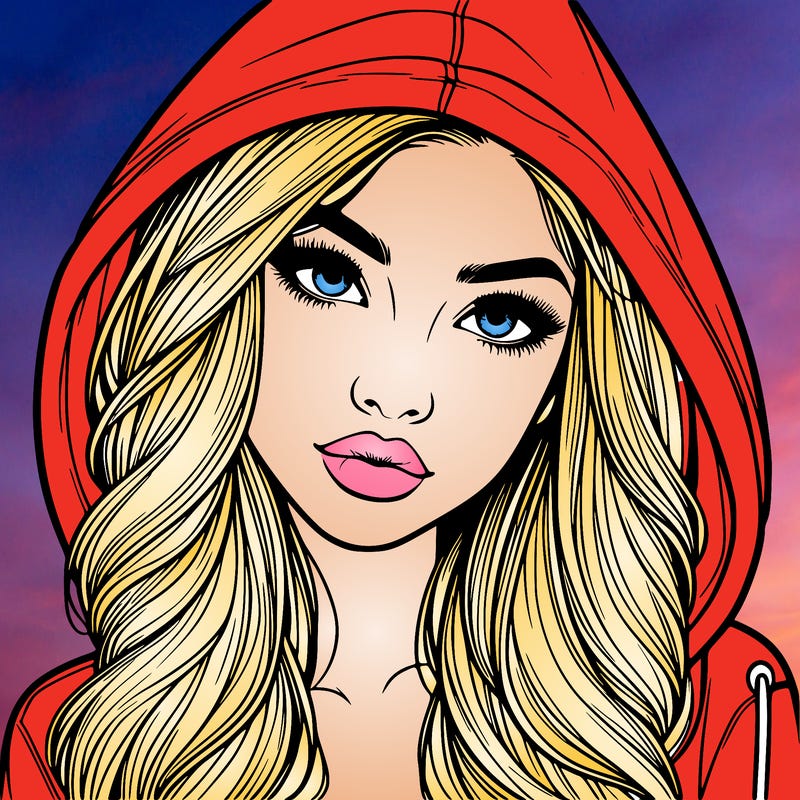 realistic beautiful girl with a hood on
