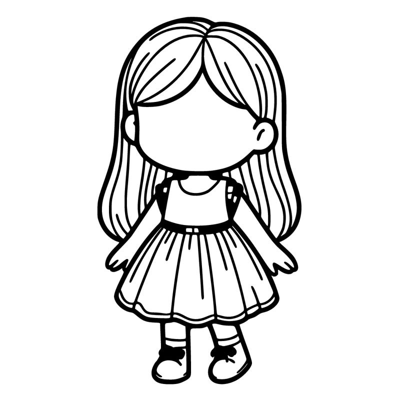 a girl with no face wearing a dress