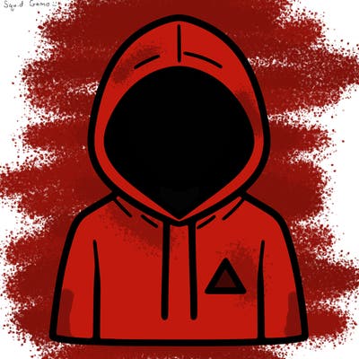 a person with non face waering a hoodie with a small triangle symbol