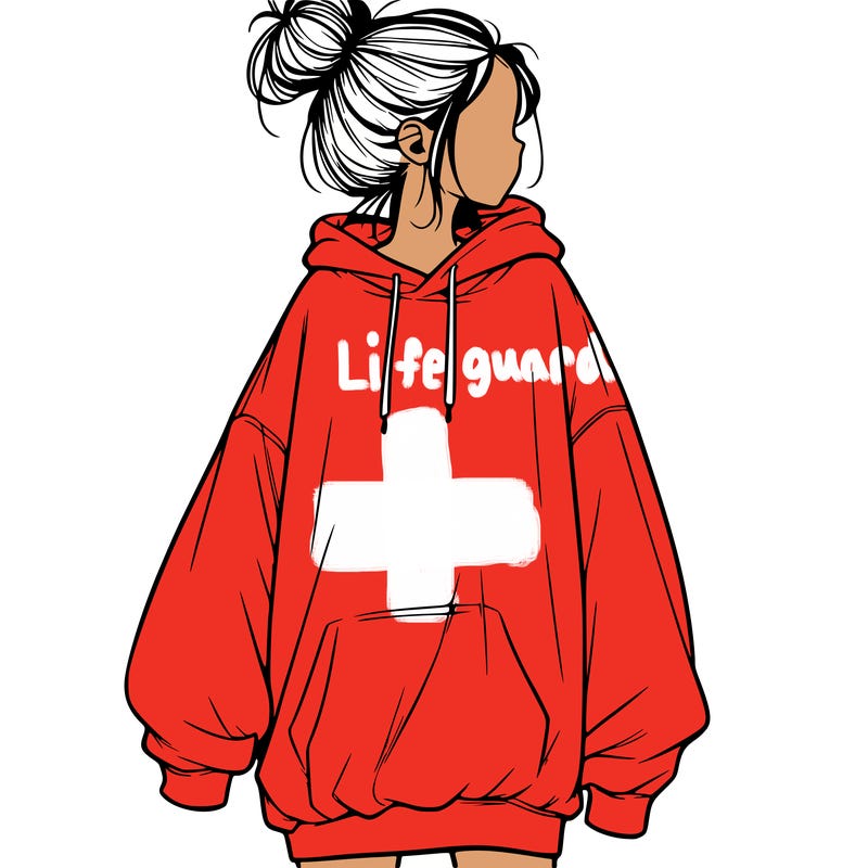 realistic girl with a oversized sweatshirt on and a bun