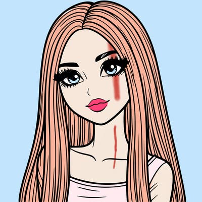 realistic girl with straight and long hair