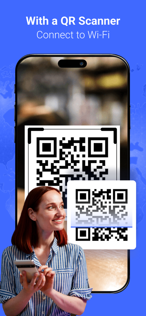 Wifi Password : Speed Analyzer - Smartphone screen displaying a QR code for easy WiFi connection