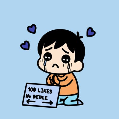 sad person begging for 100 likes