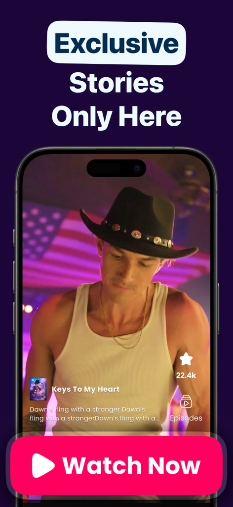 Shortical - Shortical mobile app screen featuring an exclusive short drama story with a watch now button