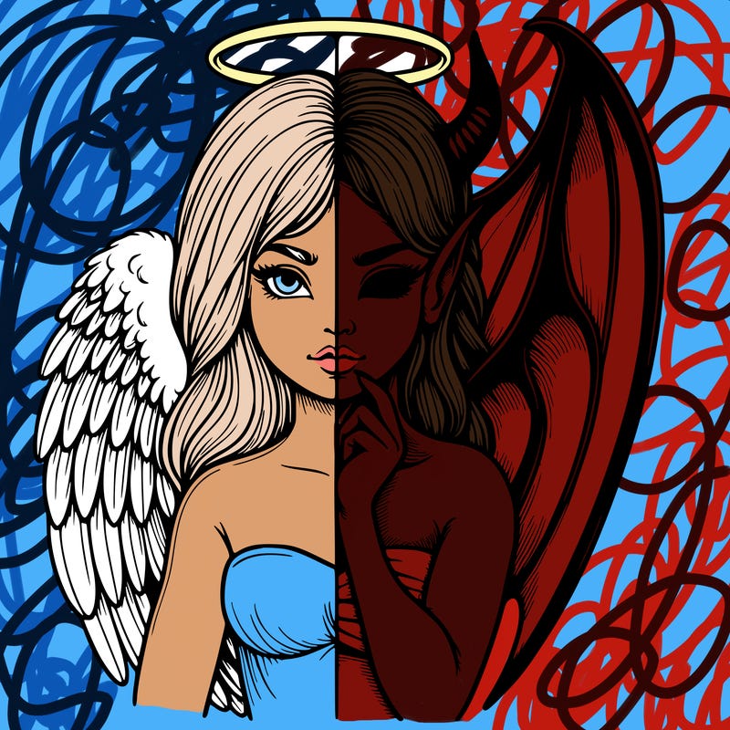 realistic angel half demon