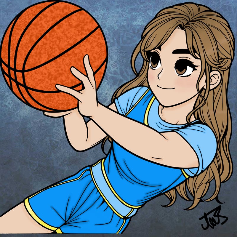 realistic girl playing basketball