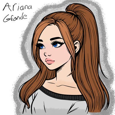realistic girl with a high ponytail
