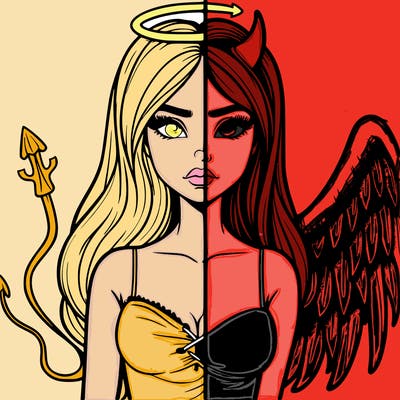devil vs angel realistic girl