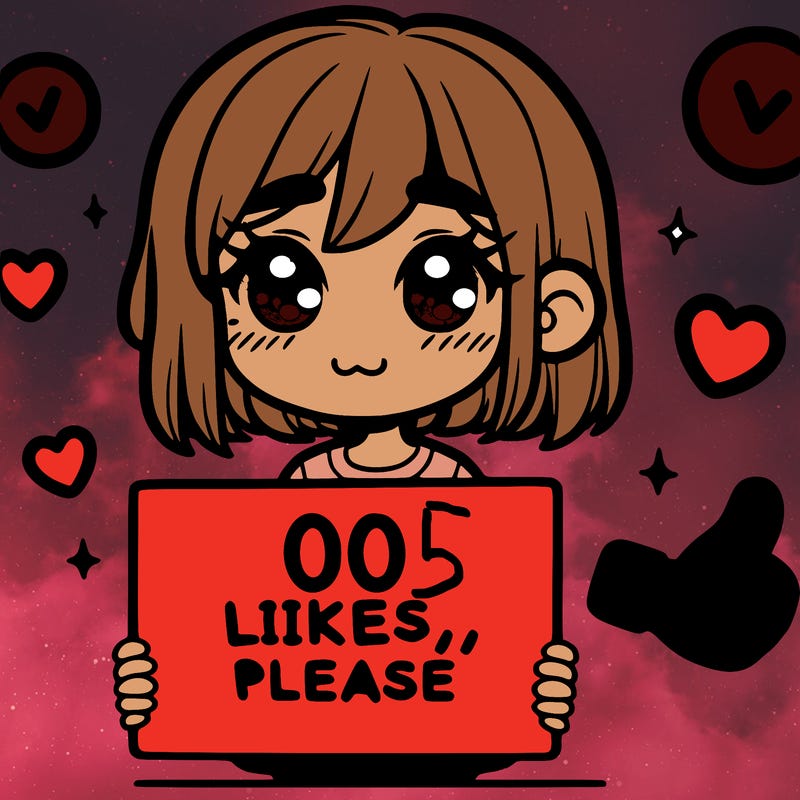 a girl with a sign saying 100 likes, please