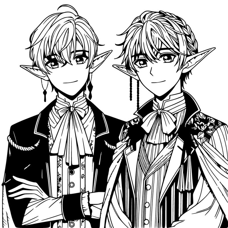realistic manga elf twins
