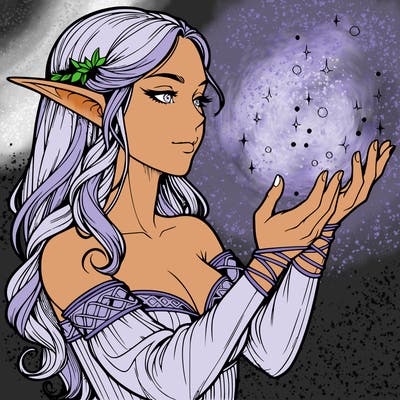 realistic elf girl doing magic