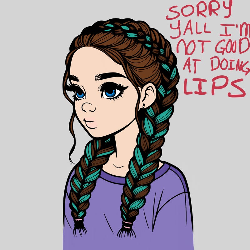 realistic girl with braids