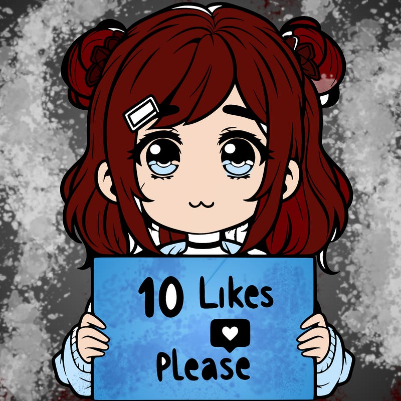 a girl with a sign saying 10 likes please
