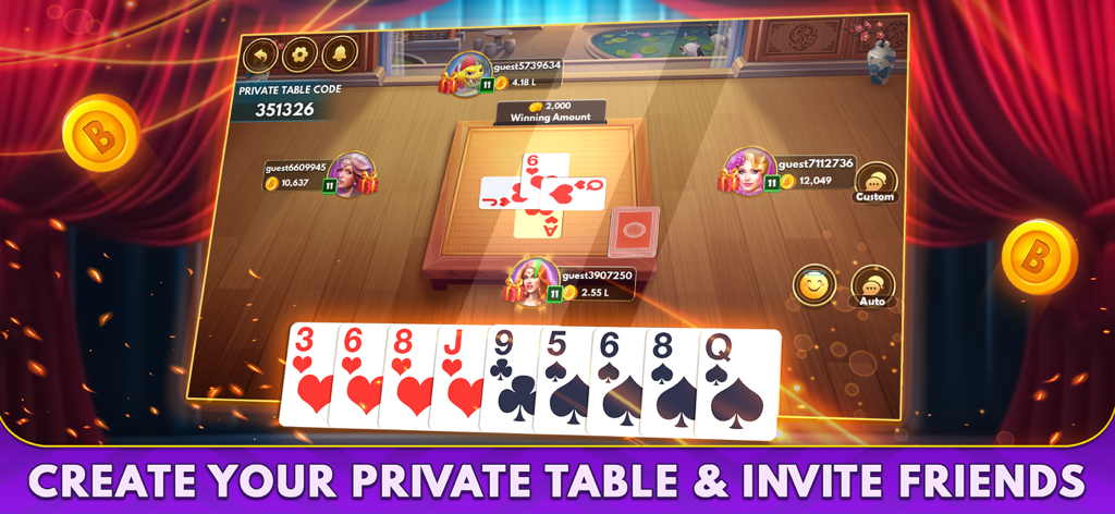 Bhabhi Multiplayer card game private table interface for playing with friends