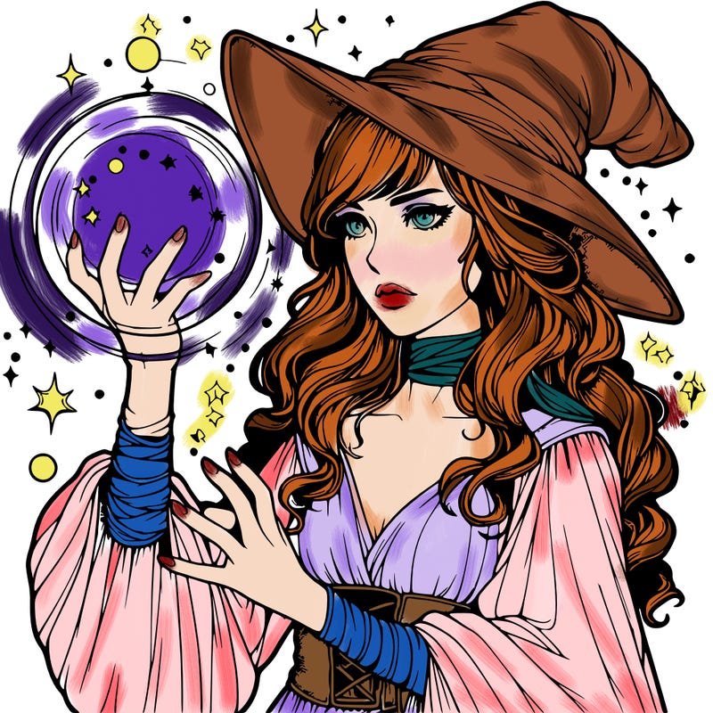 realistic women sorcerer using magic