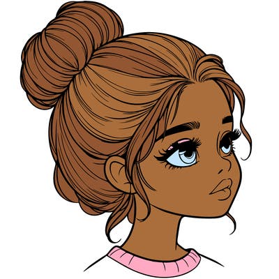 realistic girl with bun