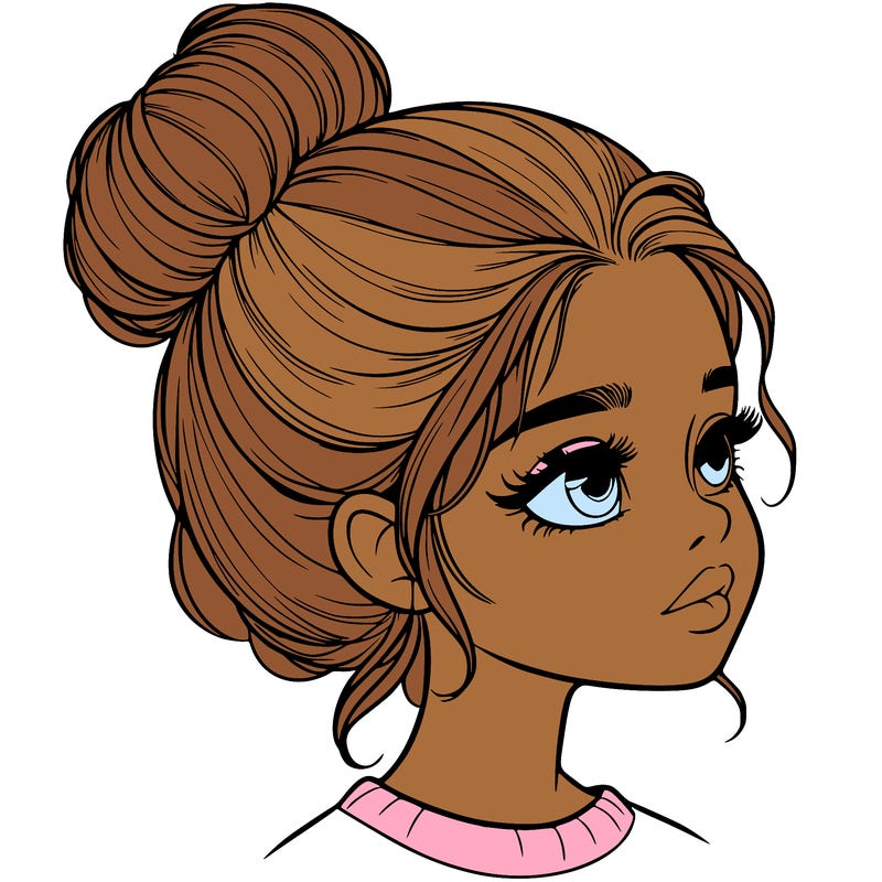 realistic girl with bun