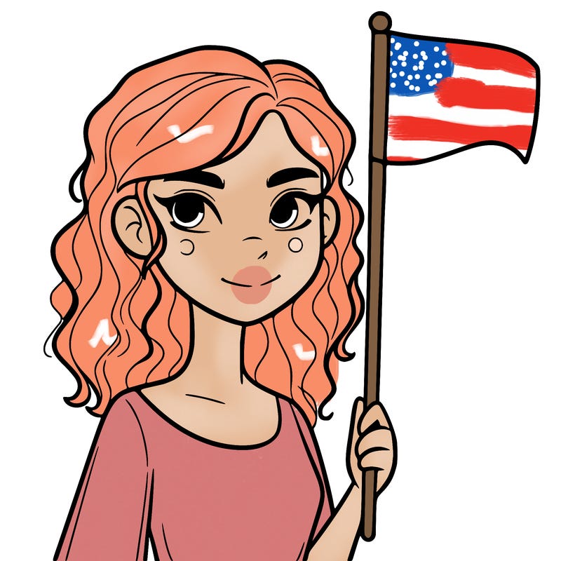hot girl holding a flag