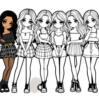 a group of girls realistic