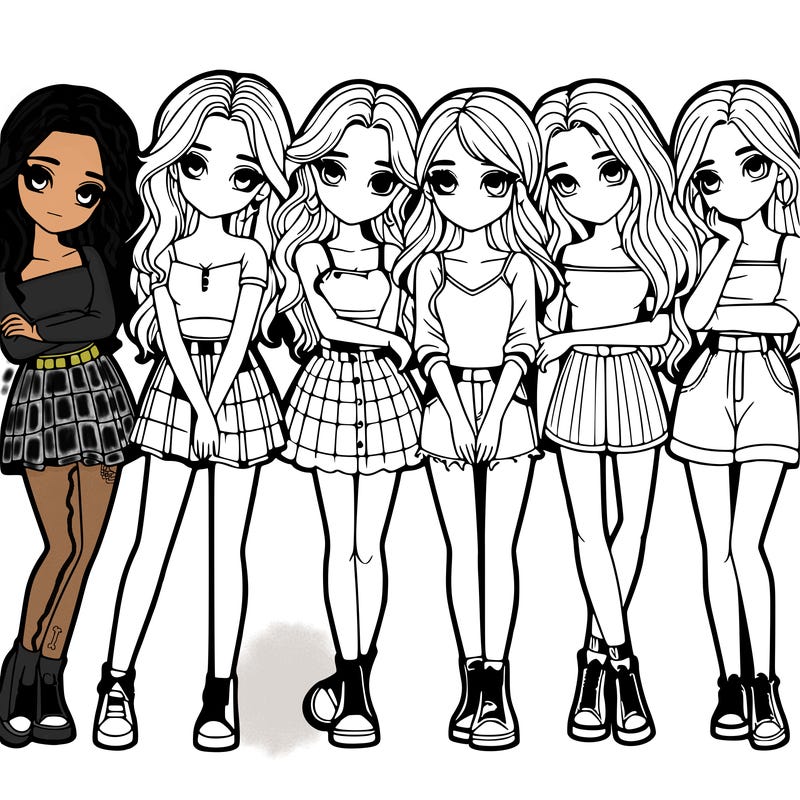 a group of girls realistic