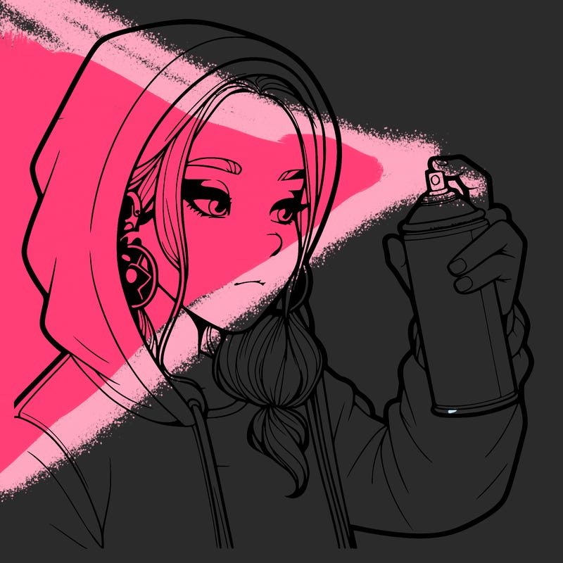 a realistic girl, spray painting