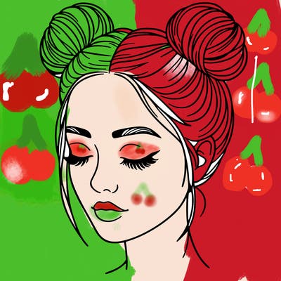 woman with hair buns